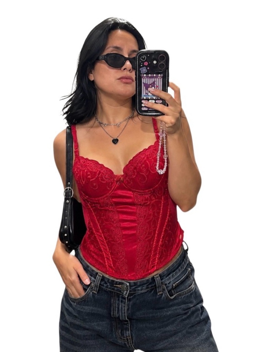 Vintage Red Lace Corset Cami Top ❤️